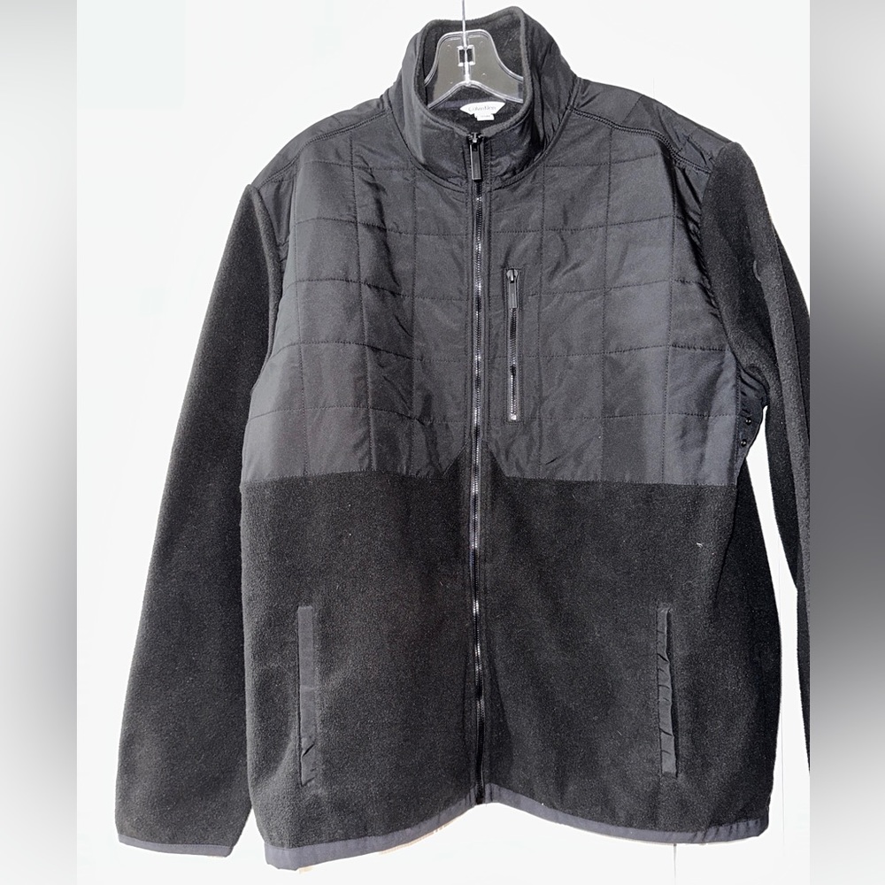 CALVIN KLEIN, BLACK, MEN’S DESIGNER FLEECE JACKET                    Size: XL/TG